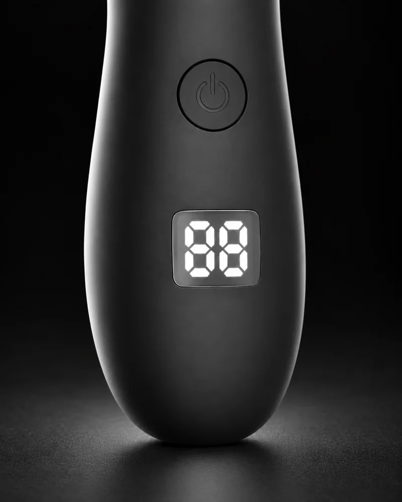 Parte de baixo do ES033 em pé, com o visor digital aceso mostrando 88.